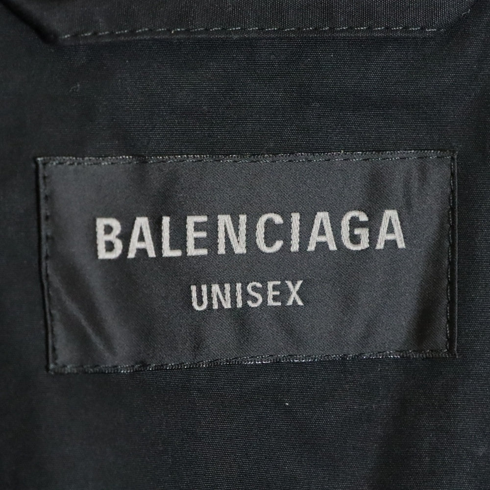 BALENCIAGA(バレンシアガ) 22AW フロントロゴプリント ポプリンシャツブルゾン トラックジャケット ブラック/グリーン 725302 TNM14
