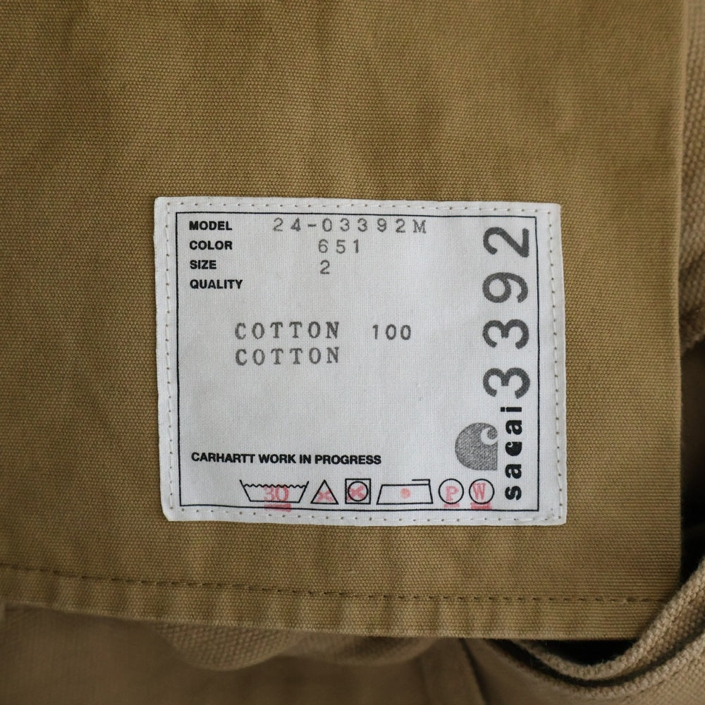 Sacai(サカイ) 24SS ×Carhartt WIP Shorts カーハート ダブルニー ダック ショーツ ハーフ ショート パンツ ブラウン 24-03392M