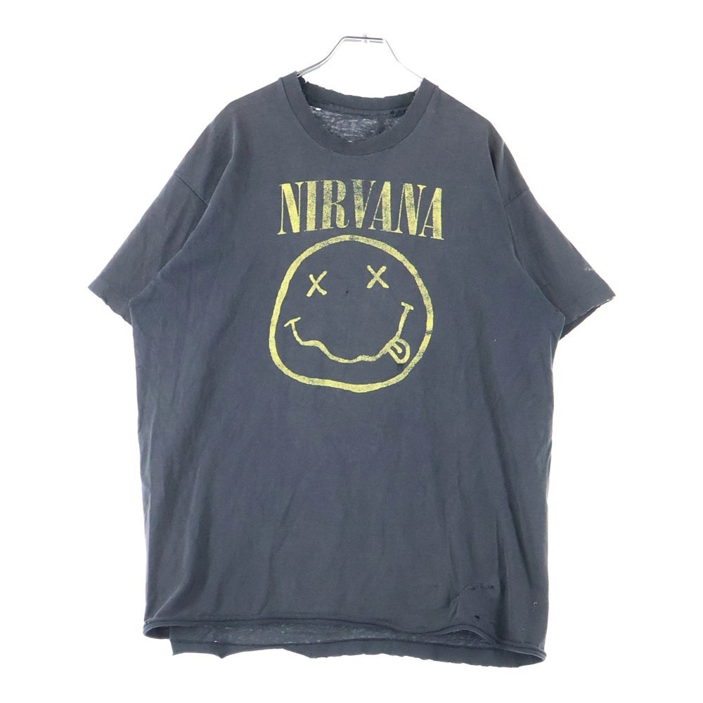 VINTAGE(ヴィンテージ) 90S VINTAGE SMILE ヴィンテージ スマイル 両面プリント クルーネック半袖Tシャツ カットソー ブラック