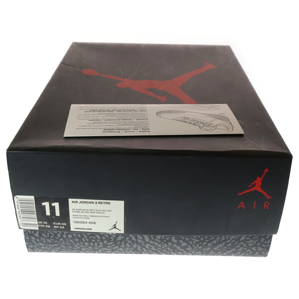 NIKE(ナイキ) 【観賞用】AIR JORDAN 3 RETRO WOLF GREY エアジョーダン3 レトロ ウルフグレイ ハイカットスニーカー ブラック/グレー US11/29cm 136064-004