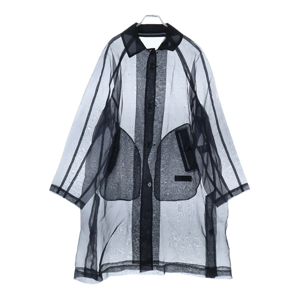 UNDERCOVER(アンダーカバー) 22SS CREDIT COAT シルク シアーロング コート ブラック UC1B4306-3