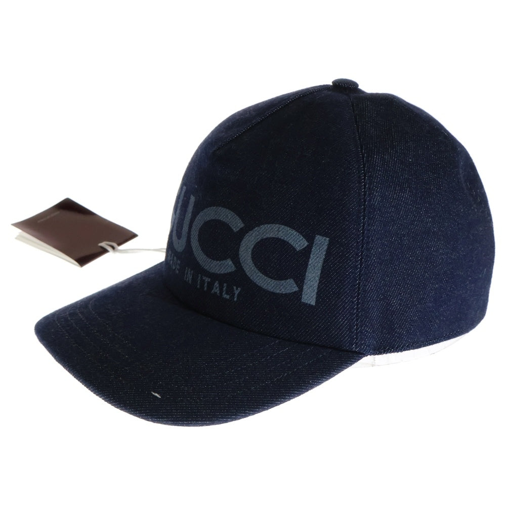 GUCCI(グッチ) レーザー デニム ベースボール キャップ 帽子 ネイビー 812838 3HA5Z