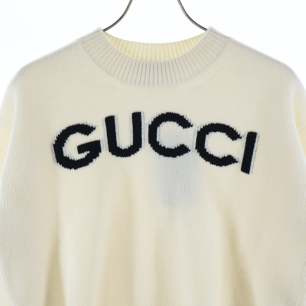 GUCCI(グッチ) 24AW インターシャ ウール トップ クルーネック ニットセーター アイボリー 770072 XKEBC