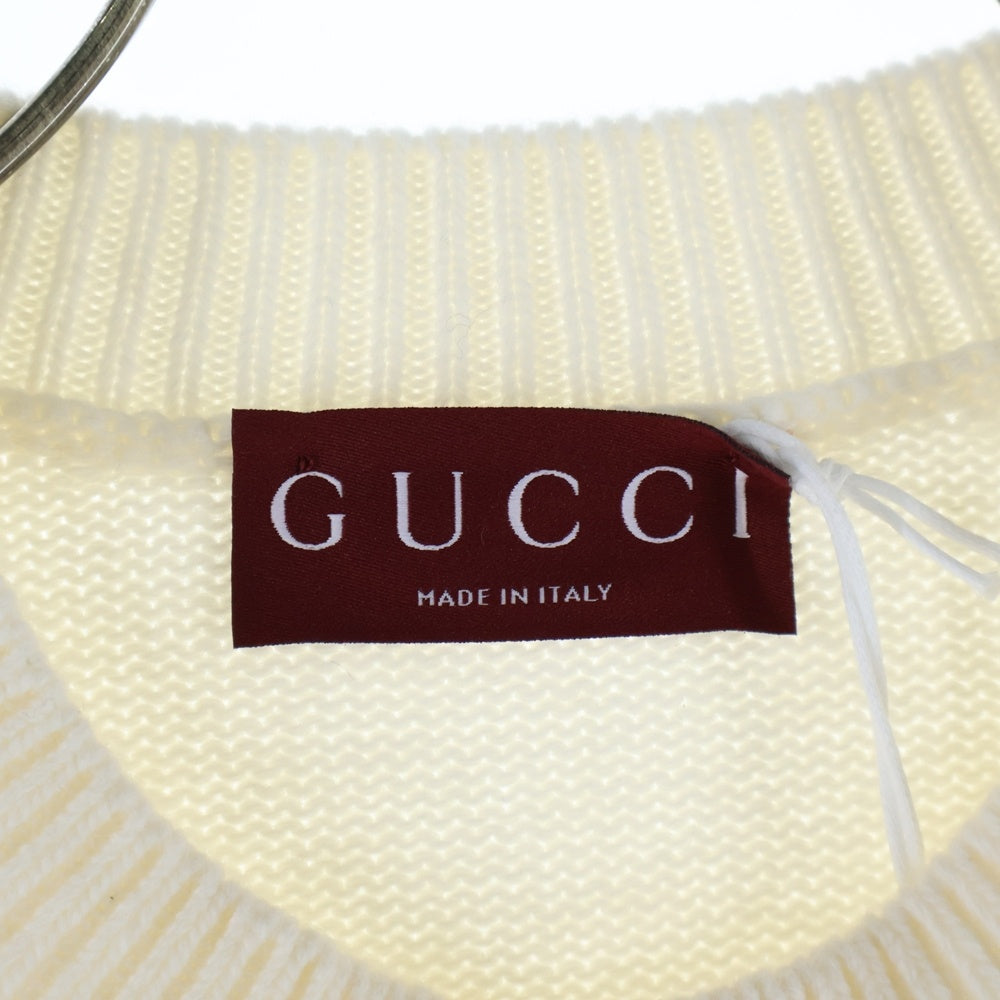 GUCCI(グッチ) 24AW インターシャ ウール トップ クルーネック ニットセーター アイボリー 770072 XKEBC