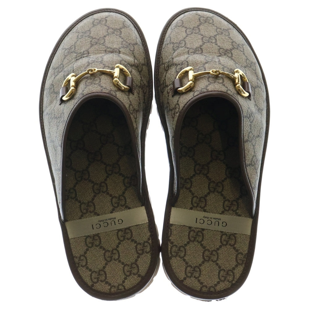 GUCCI(グッチ) GGスプリーム ホースビット サンダル ミュール ブラウン 655571