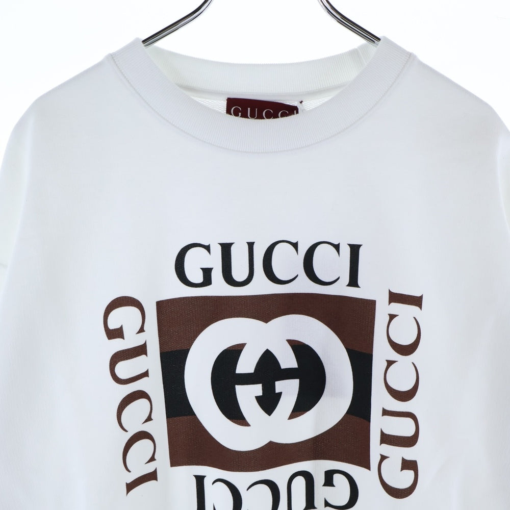 GUCCI(グッチ) GGロゴプリント クルーネック スウェット トレーナー ホワイト 784413 XJGMB