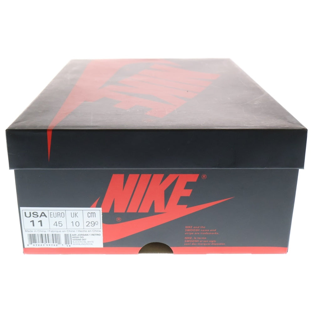 NIKE(ナイキ) AIR JORDAN 1 RETRO HIGH OG ROYAL エア ジョーダン 1 ロイヤル ハイカットスニーカー ブラック/ブルー US11/29cm 555088-007