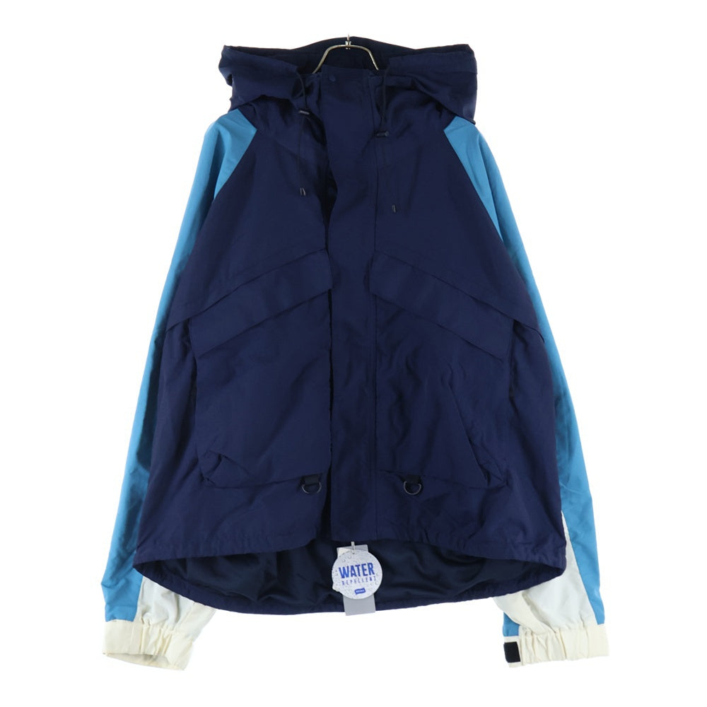 BEAMS(ビームス) 3トーン ナイロン ジップアップ フーデッドジャケット ブルー/ホワイト 11-18-1610-139-79-22