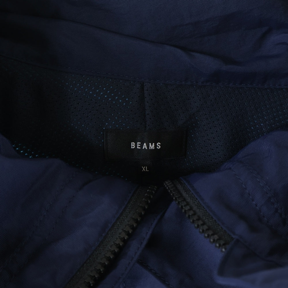 BEAMS(ビームス) 3トーン ナイロン ジップアップ フーデッドジャケット ブルー/ホワイト 11-18-1610-139-79-22