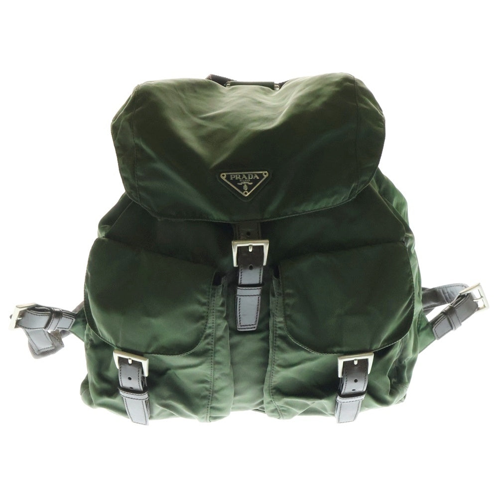PRADA(プラダ) マルチポケット ナイロン バックパック リュック カーキ トライアングルロゴ 13759