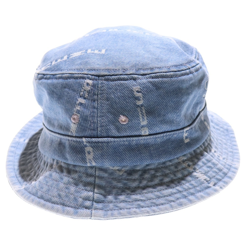 SUPREME(シュプリーム) 20AW Logo Stripe Jacquard Denim Crusher ストライプ ジャガードロゴ デニム クラッシャーハット 帽子 ブルー