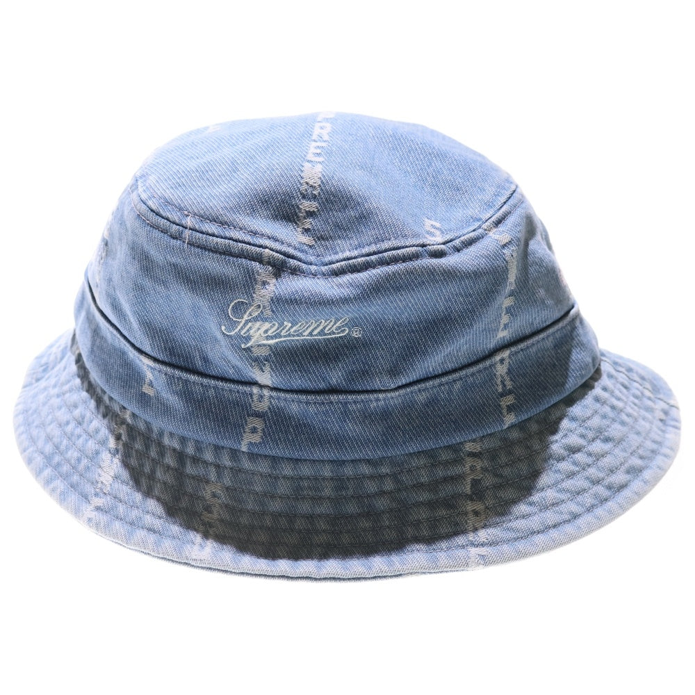 SUPREME(シュプリーム) 20AW Logo Stripe Jacquard Denim Crusher ストライプ ジャガードロゴ デニム クラッシャーハット 帽子 ブルー