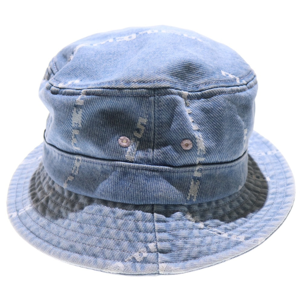 SUPREME(シュプリーム) 20AW Logo Stripe Jacquard Denim Crusher ストライプ ジャガードロゴ デニム クラッシャーハット 帽子 ブルー