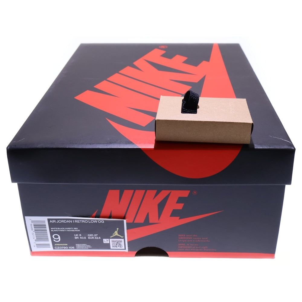 NIKE(ナイキ) AIR JORDAN 1 RETRO LOW OG BLACK TOE エアジョーダン レトロ ブラックトゥ ローカットスニーカー ホワイト/ブラック/レッド US9/27cm CZ0790-106