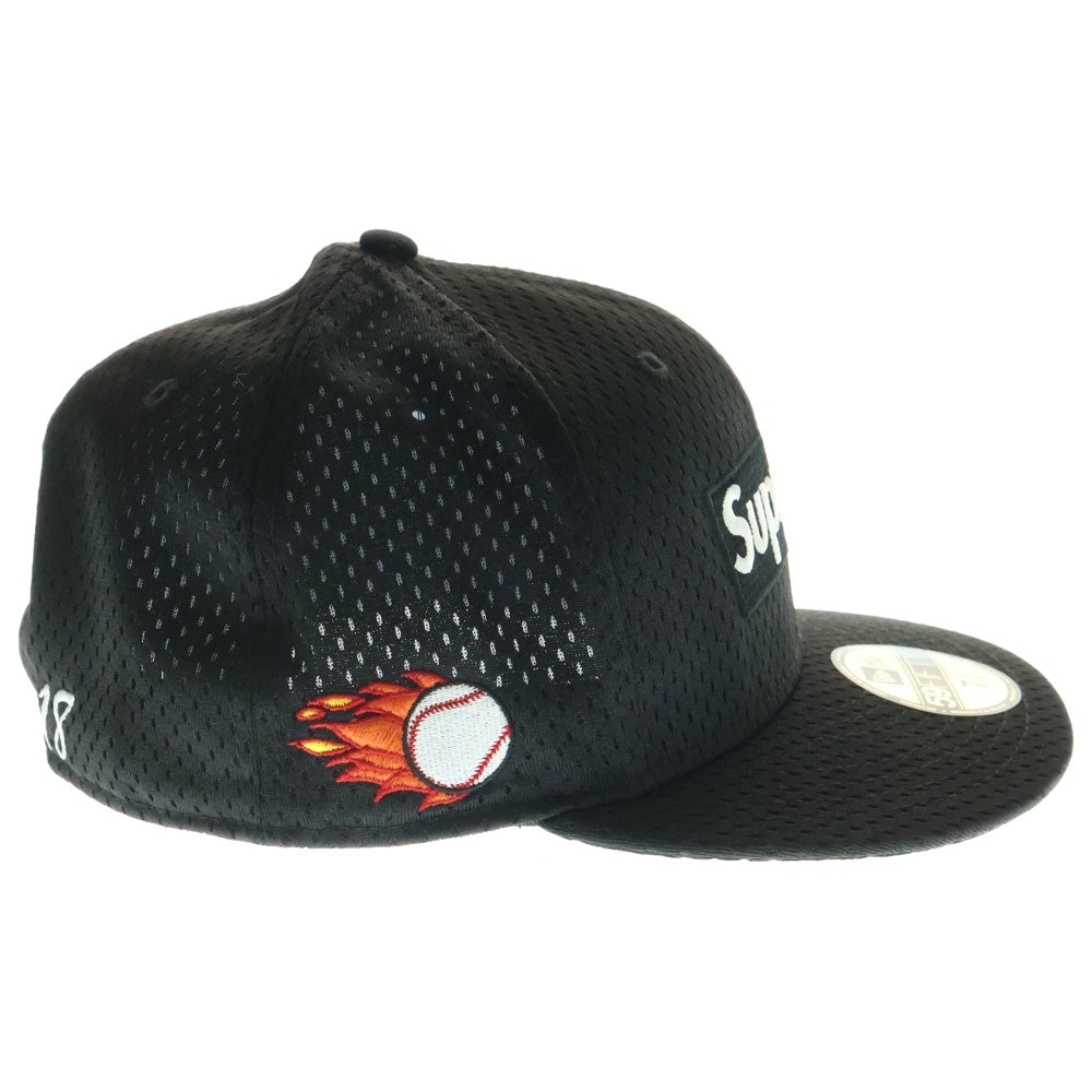 SUPREME(シュプリーム) 18SS ×NEW ERA Mesh Box Logo Cap ニューエラ メッシュ ボックスロゴ 6パネル ベースボールキャップ 帽子 ブラック