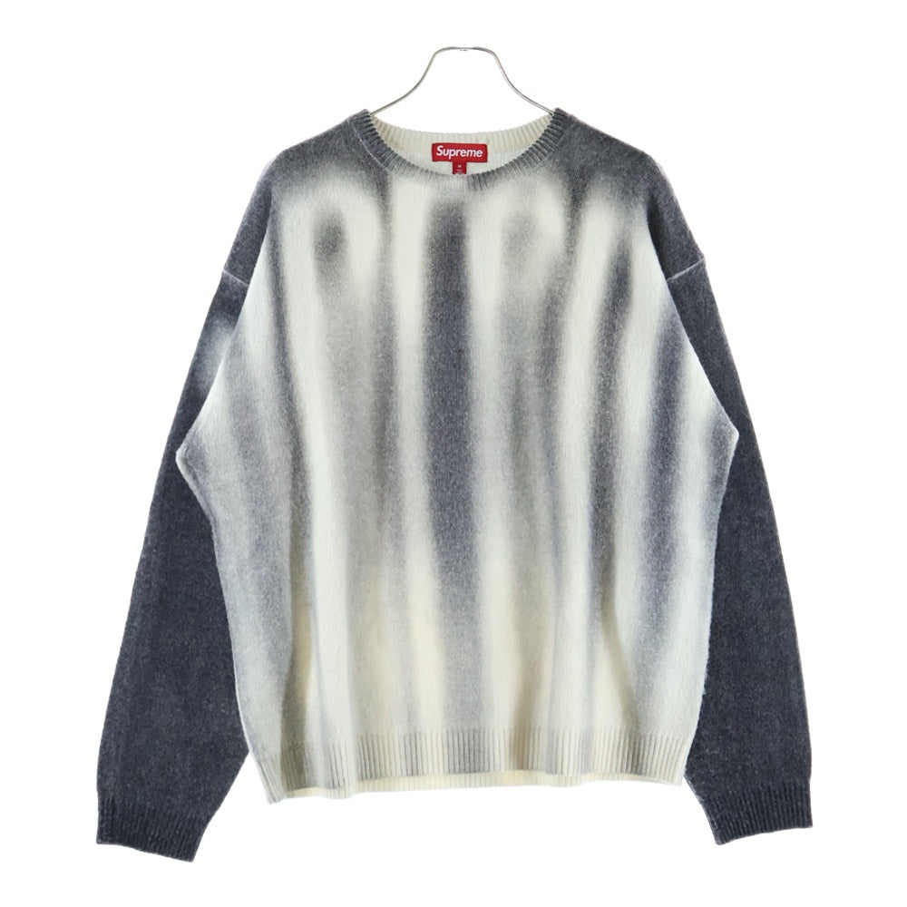 SUPREME(シュプリーム) 23AW Blurred Logo Sweater ブラードロゴ ウール混 ニットセーター ホワイト/グレー