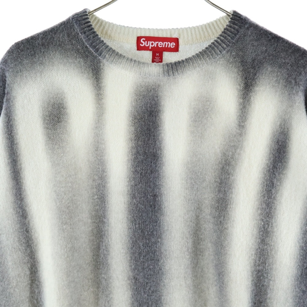 SUPREME(シュプリーム) 23AW Blurred Logo Sweater ブラードロゴ ウール混 ニットセーター ホワイト/グレー