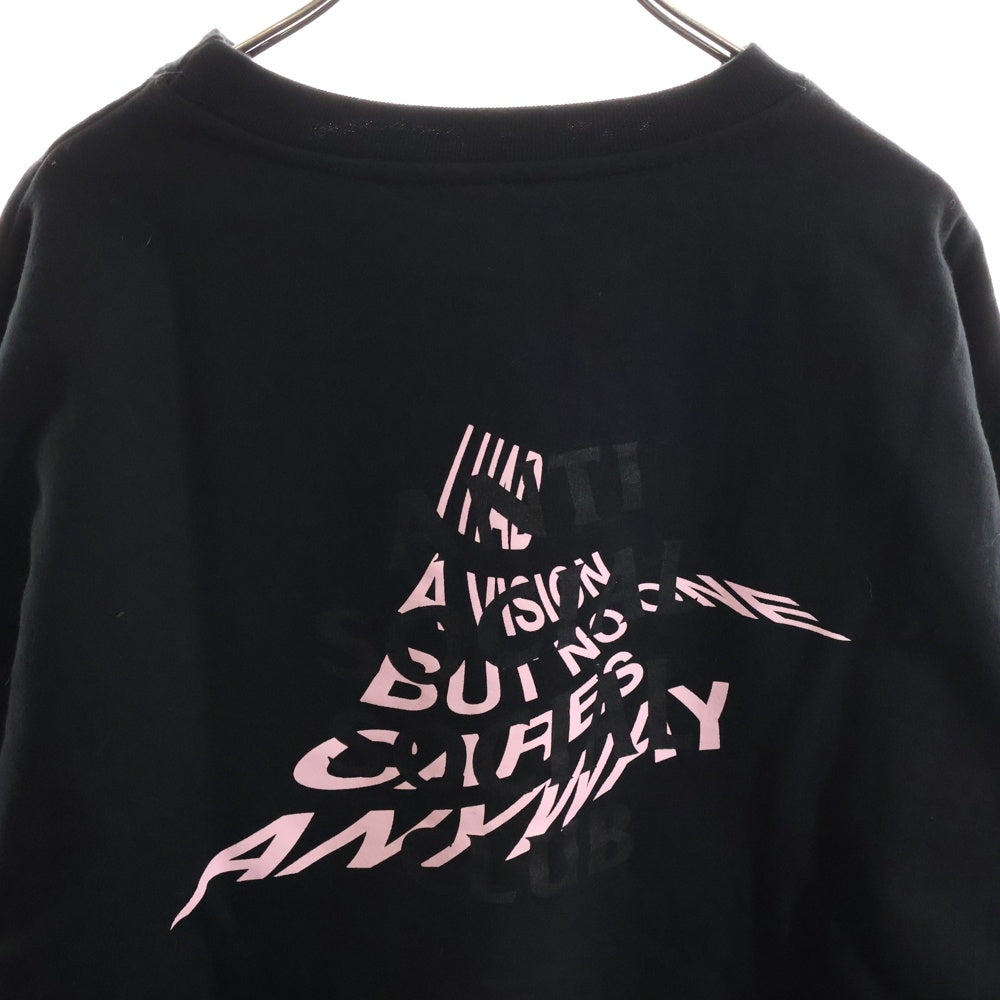 ANTI SOCIAL SOCIAL CLUB(アンチソーシャルソーシャルクラブ) ロゴプリント コットン クルーネックスウェットトレーナー ブラック SS3000P