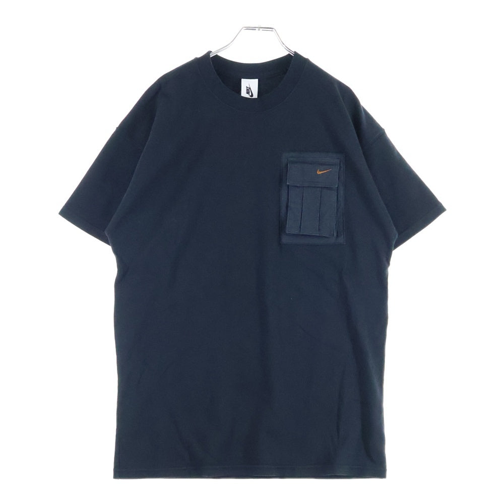 NIKE(ナイキ) ×Travis Scott NRG AG Tee トラヴィススコット フロントカーゴポケット ロゴ刺繍 クルーネック半袖Tシャツ カットソー ブラック