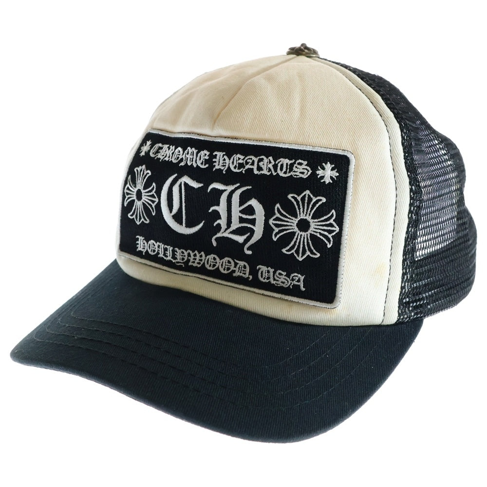 CHROME HEARTS(クロムハーツ) TRUCKER CAP CHパッチ クロスボール付 メッシュ トラッカーキャップ 帽子 ブラック/ホワイト