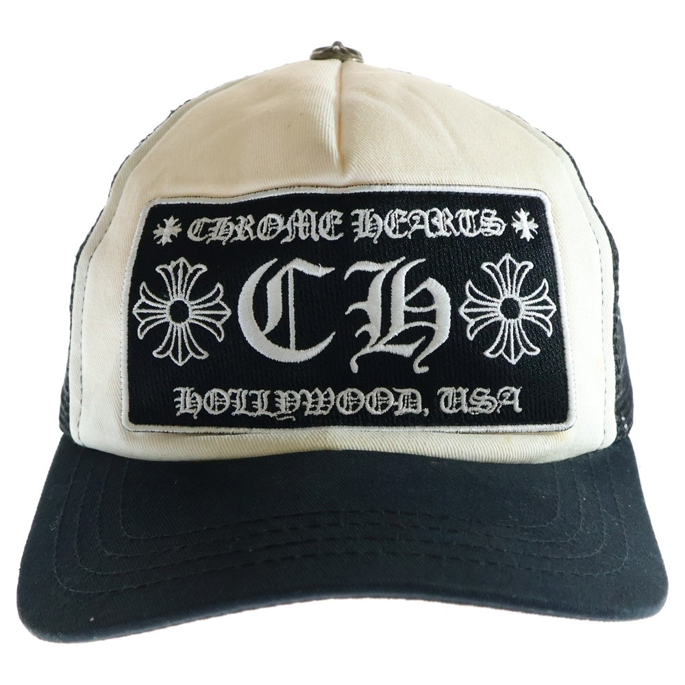 CHROME HEARTS(クロムハーツ) TRUCKER CAP CHパッチ クロスボール付 メッシュ トラッカーキャップ 帽子 ブラック/ホワイト