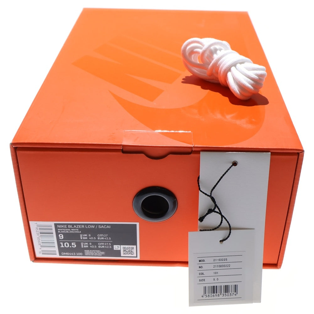 NIKE(ナイキ) ×sacai BLAZER LOW White Patent Leather サカイ ブレザー ホワイトパテントレザー ローカットスニーカー ホワイト US9/27cm DM6443-100