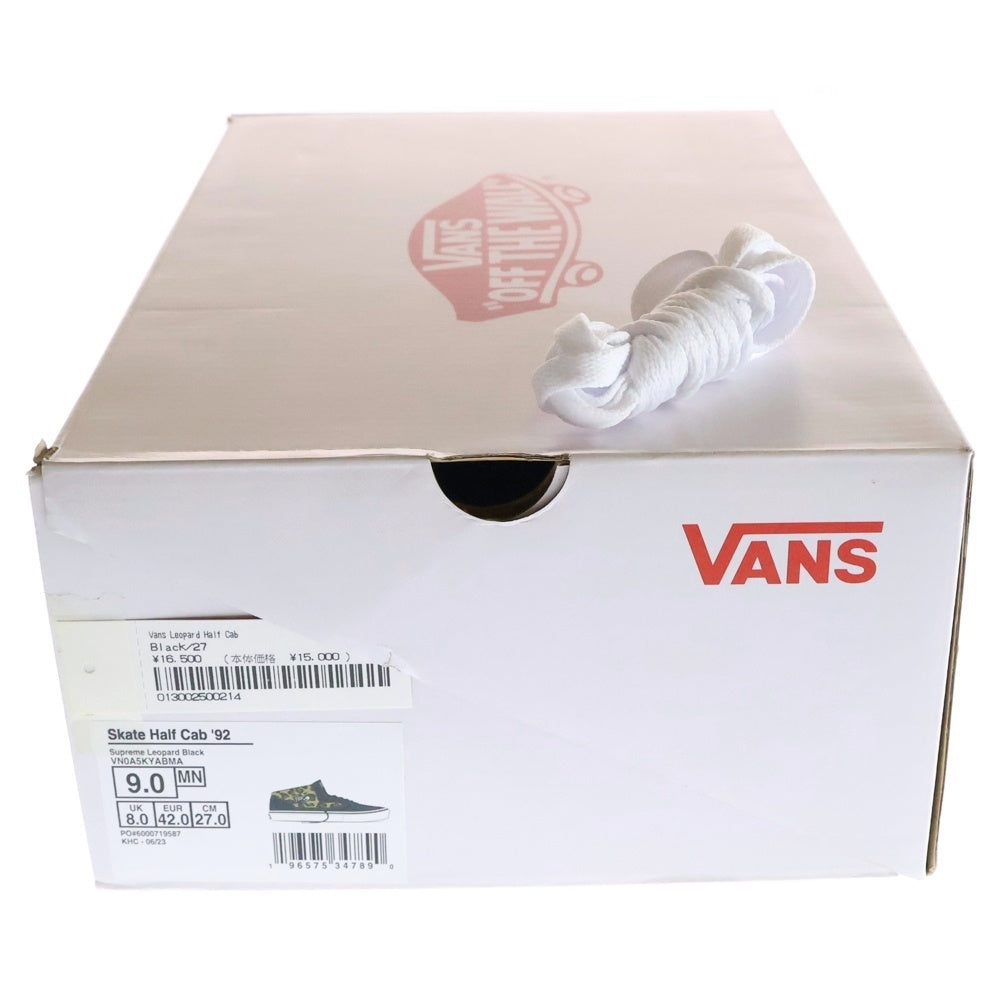 VANS(ヴァンズ) 23AW×SUPREME SKATE HALF CAB シュプリーム スケート ハーフキャブ ミッドカットスニーカー ブラック/ベージュ US9/27cm VN0A5KYABMA