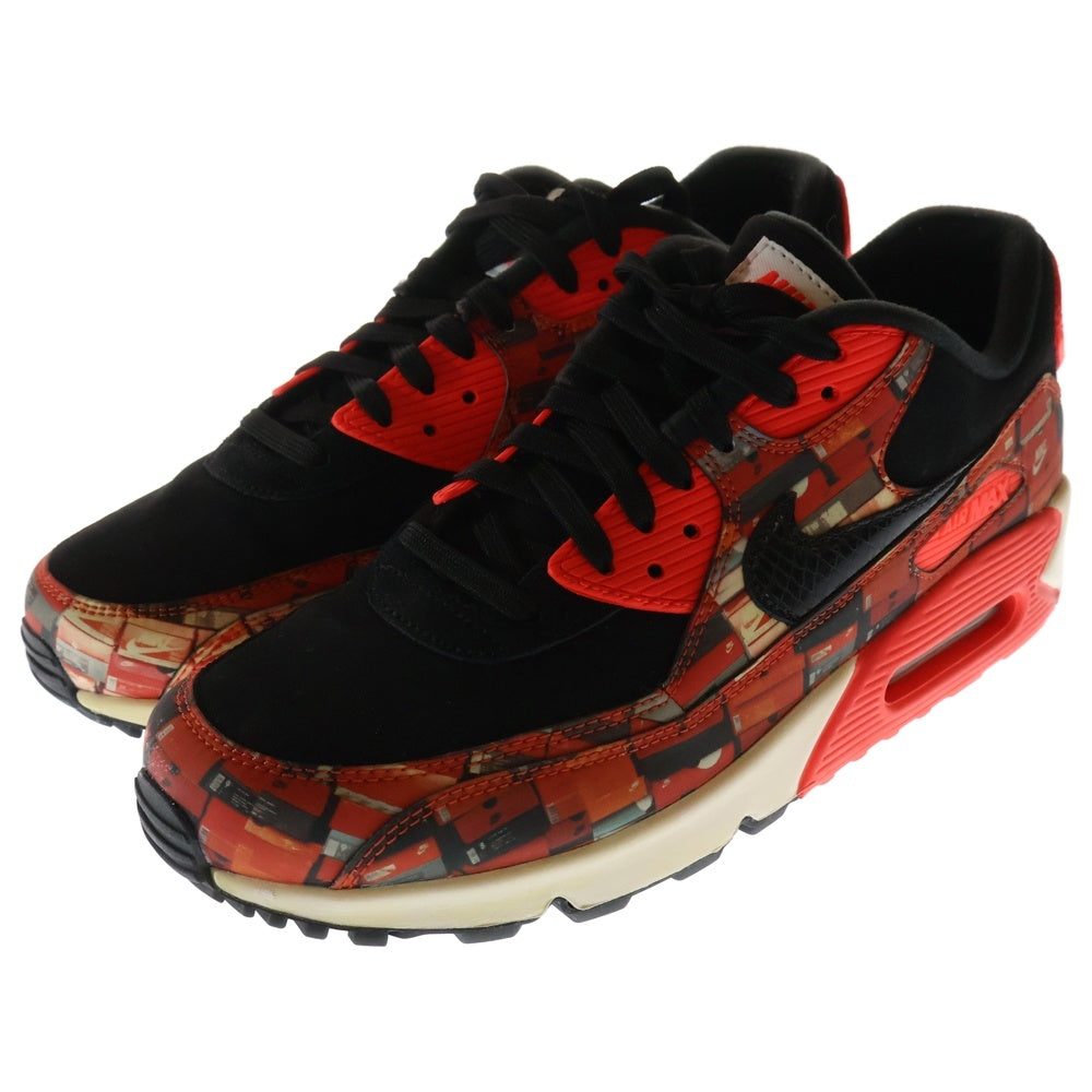 NIKE(ナイキ) ×atmos AIR MAX 90 PRNT アトモス エアマックス90 プリント ローカットスニーカー ブラック/レッド US9/27cm AQ0926-001