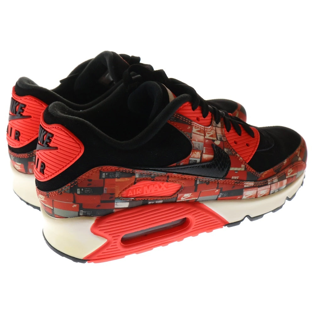 NIKE(ナイキ) ×atmos AIR MAX 90 PRNT アトモス エアマックス90 プリント ローカットスニーカー ブラック/レッド US9/27cm AQ0926-001