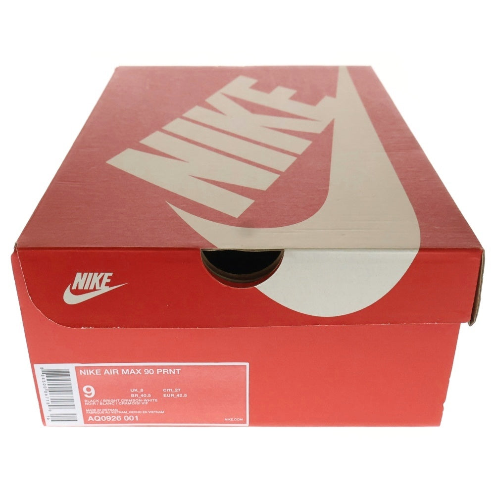 NIKE(ナイキ) ×atmos AIR MAX 90 PRNT アトモス エアマックス90 プリント ローカットスニーカー ブラック/レッド US9/27cm AQ0926-001
