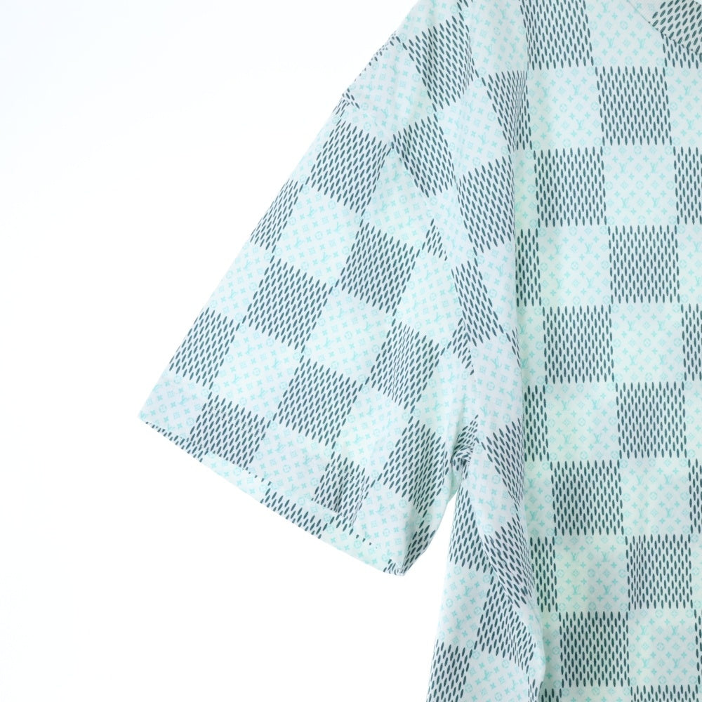 LOUIS VUITTON(ルイヴィトン) 24AW ダミエ モノグラムプリント クルーネック コットン 半袖Tシャツ カットソー ホワイト/グリーン RM242MM NPG HRY10W