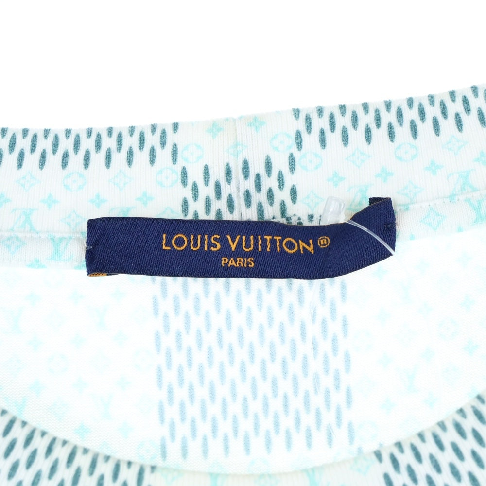 LOUIS VUITTON(ルイヴィトン) 24AW ダミエ モノグラムプリント クルーネック コットン 半袖Tシャツ カットソー ホワイト/グリーン RM242MM NPG HRY10W