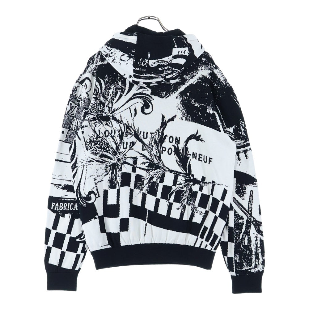 LOUIS VUITTON(ルイヴィトン) 23SS パリコラージュジャカードプルオーバーパーカー ブラック/ホワイト RM231 TB7 HON82W