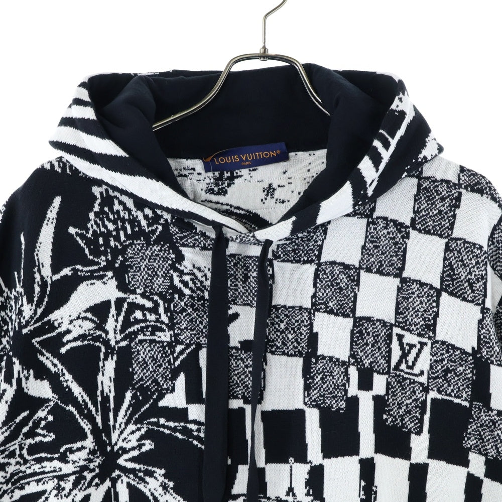 LOUIS VUITTON(ルイヴィトン) 23SS パリコラージュジャカードプルオーバーパーカー ブラック/ホワイト RM231 TB7 HON82W