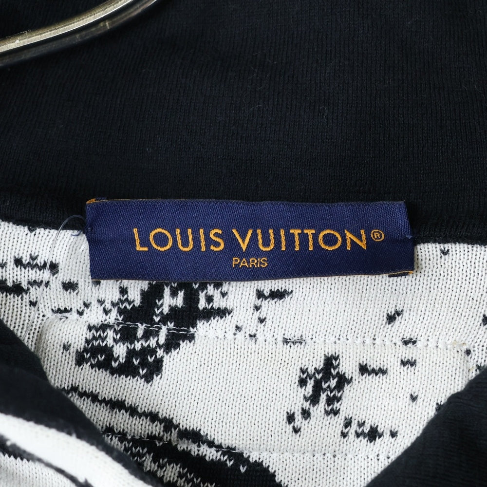 LOUIS VUITTON(ルイヴィトン) 23SS パリコラージュジャカードプルオーバーパーカー ブラック/ホワイト RM231 TB7 HON82W
