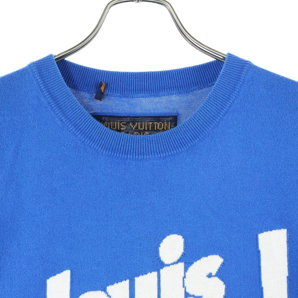 LOUIS VUITTON(ルイヴィトン) 21AW エブリデイ LV クルーネック 半袖ニット Tシャツ カットソー ブルー RM212 DB0 HLN84W