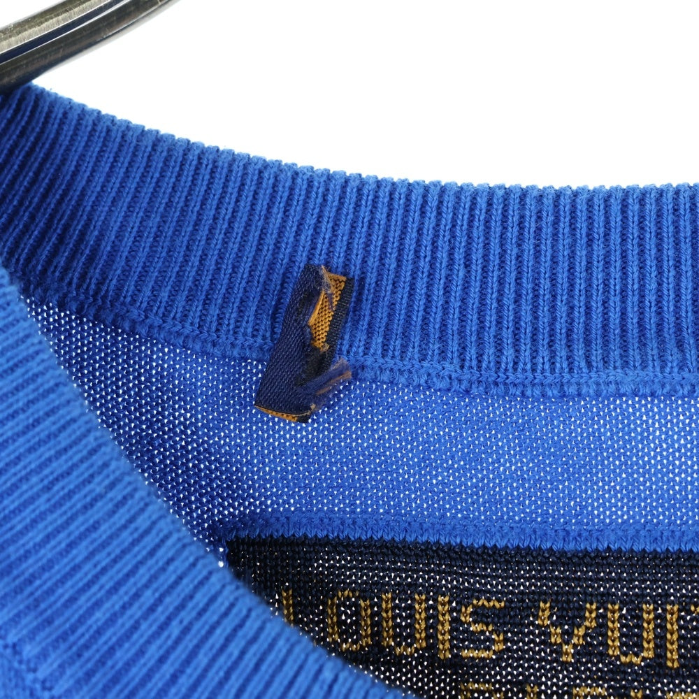 LOUIS VUITTON(ルイヴィトン) 21AW エブリデイ LV クルーネック 半袖ニット Tシャツ カットソー ブルー RM212 DB0 HLN84W