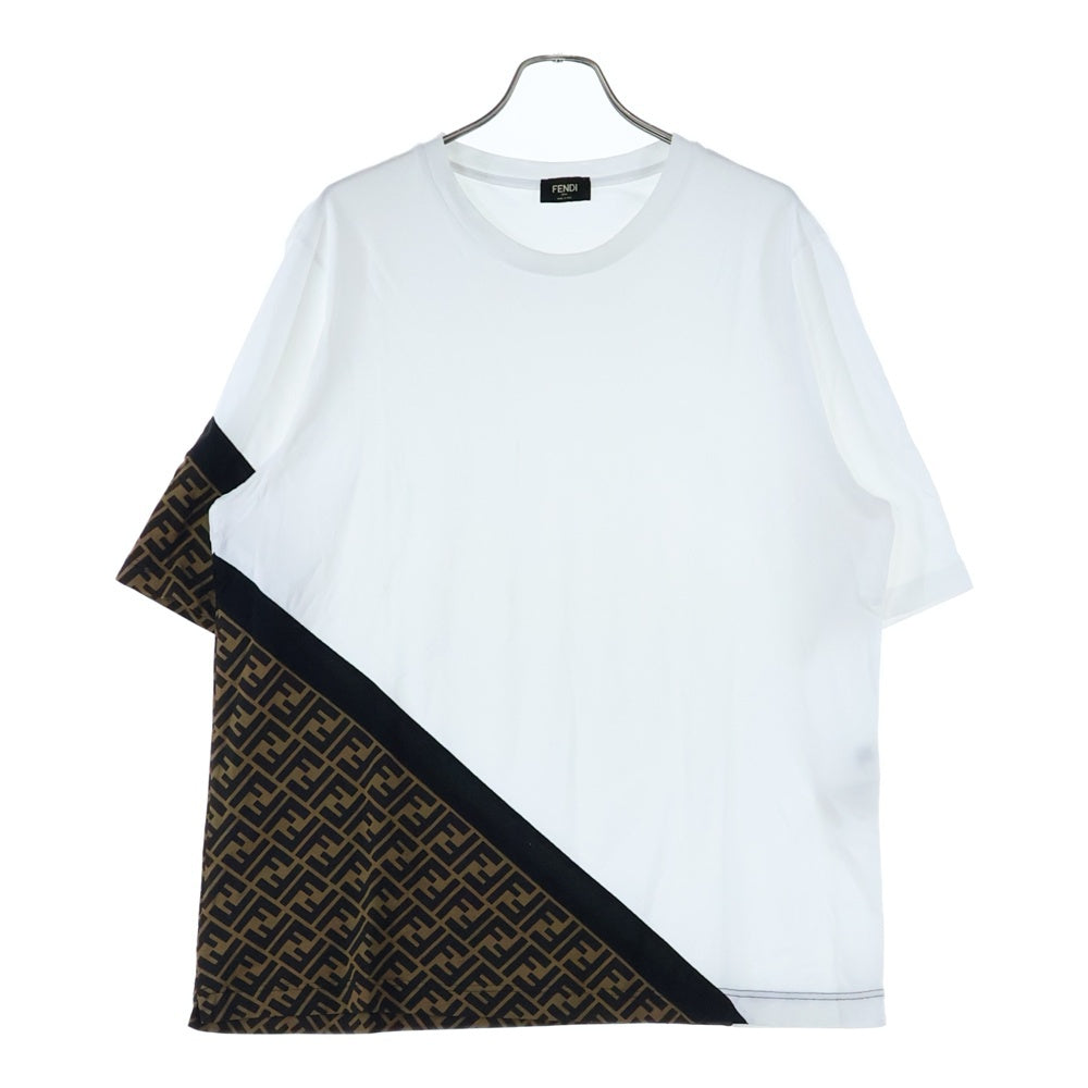 FENDI(フェンディ) 23SS FF柄 ズッカ柄 クルーネックTシャツ ホワイト FAF682 AN68