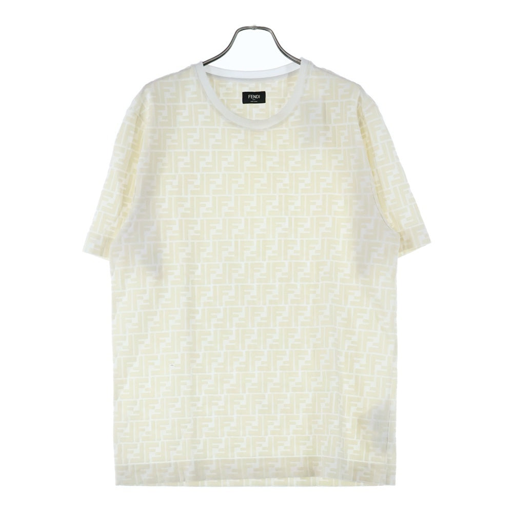 FENDI(フェンディ) FFロゴ 総柄プリント 半袖Tシャツ カットソー ホワイト FY0936 A7D5