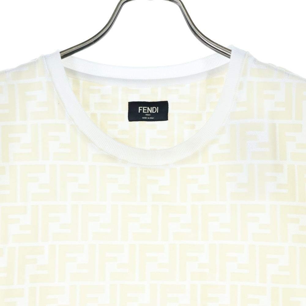 FENDI(フェンディ) FFロゴ 総柄プリント 半袖Tシャツ カットソー ホワイト FY0936 A7D5