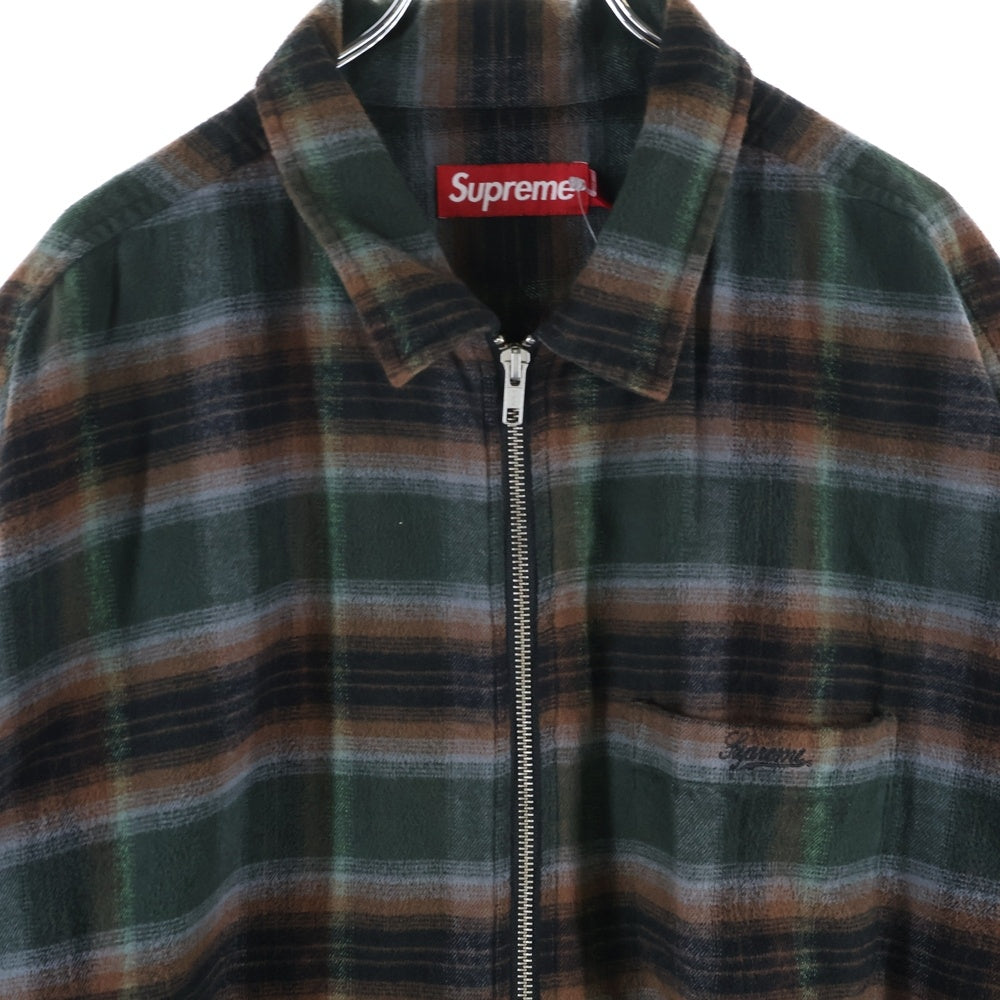 SUPREME(シュプリーム) 24SS Shadow Plaid Flannel Zip Up Shirt シャドウプレイドフランネルジップアップシャツ グリーン