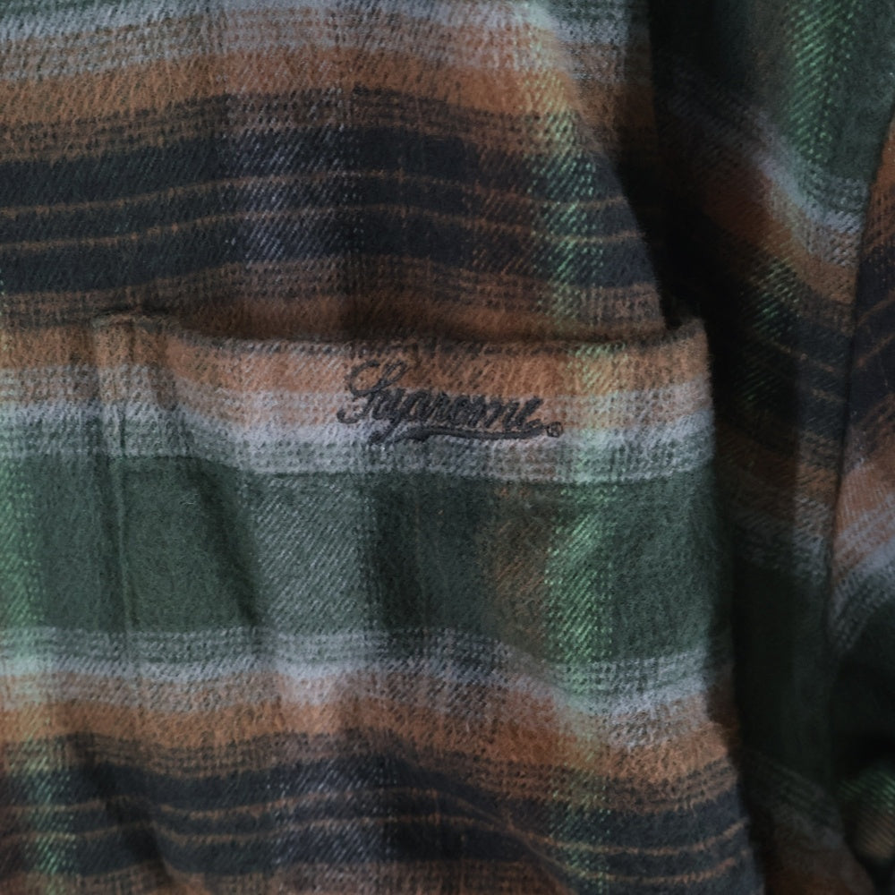 SUPREME(シュプリーム) 24SS Shadow Plaid Flannel Zip Up Shirt シャドウプレイドフランネルジップアップシャツ グリーン