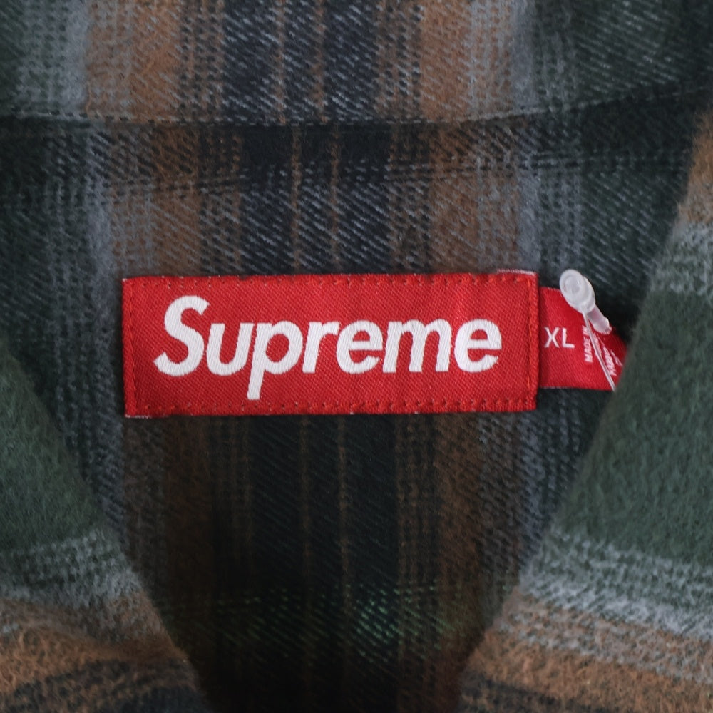 SUPREME(シュプリーム) 24SS Shadow Plaid Flannel Zip Up Shirt シャドウプレイドフランネルジップアップシャツ グリーン