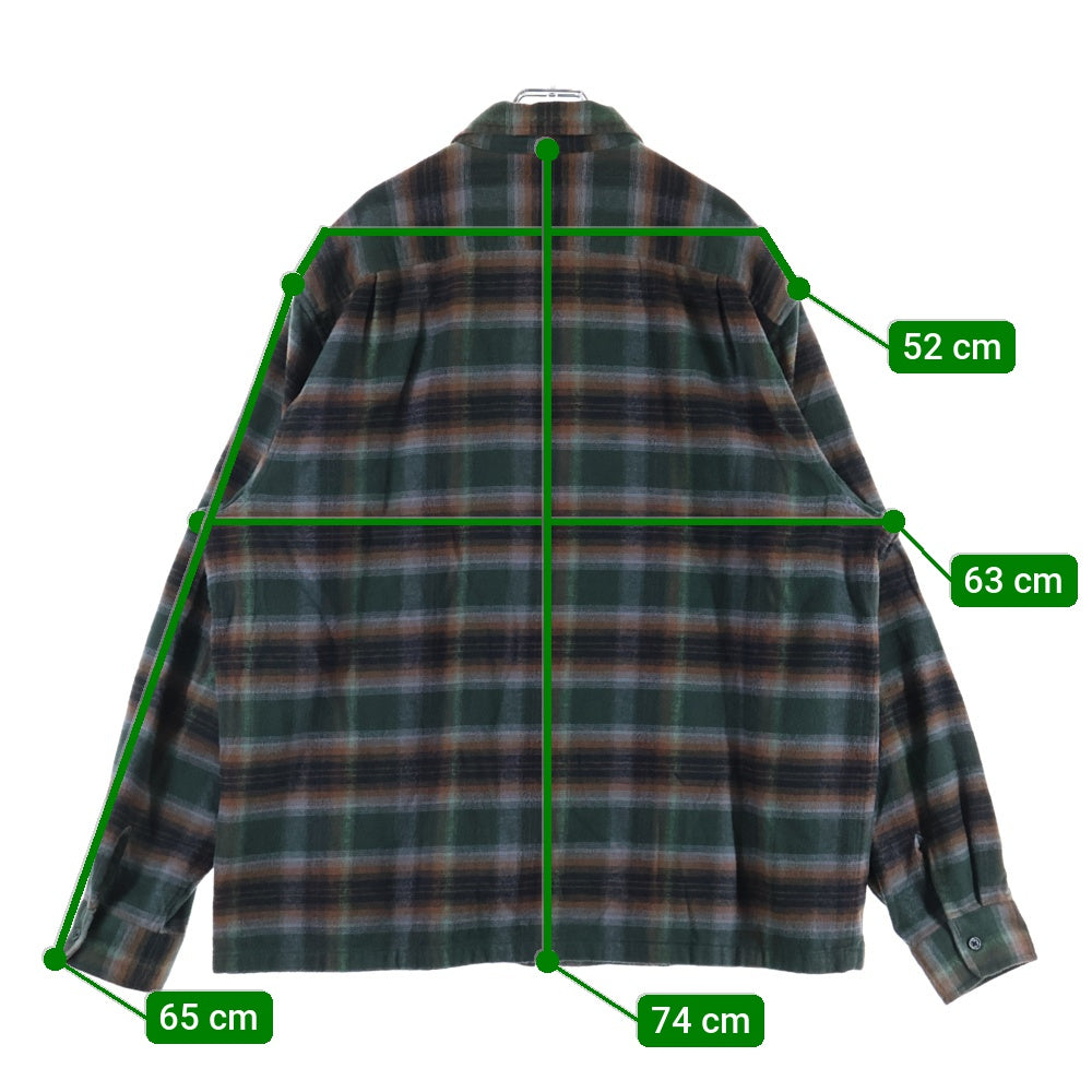 SUPREME(シュプリーム) 24SS Shadow Plaid Flannel Zip Up Shirt シャドウプレイドフランネルジップアップシャツ グリーン