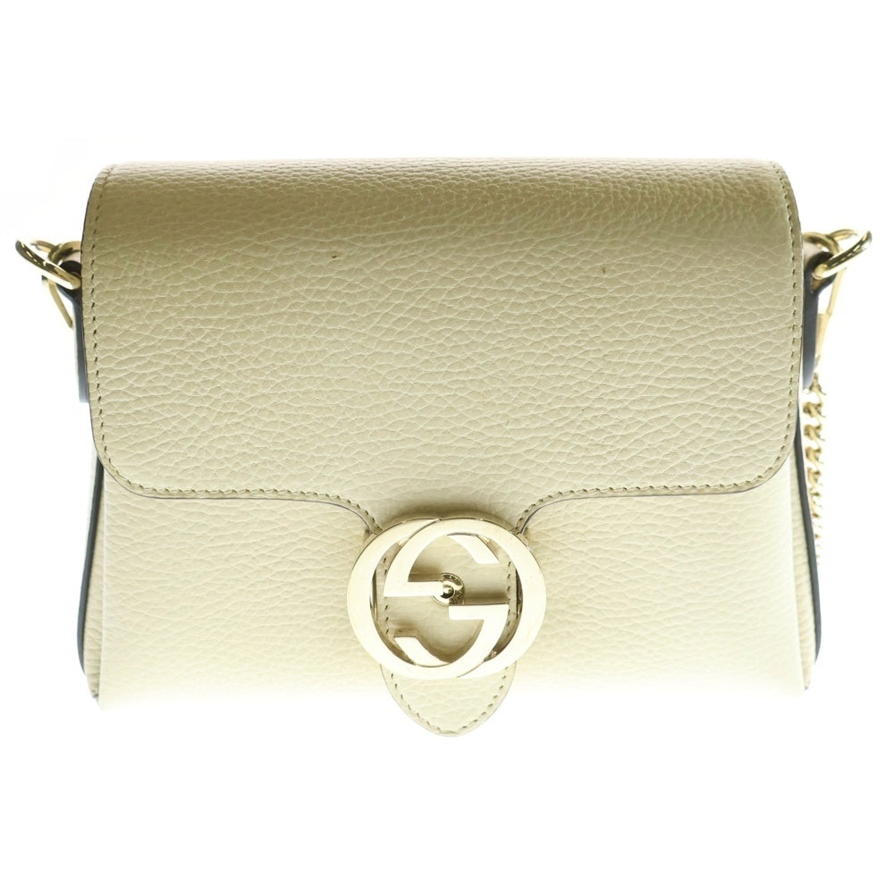 GUCCI(グッチ) インターロッキングG レザー ショルダーバッグ ベージュ 607720