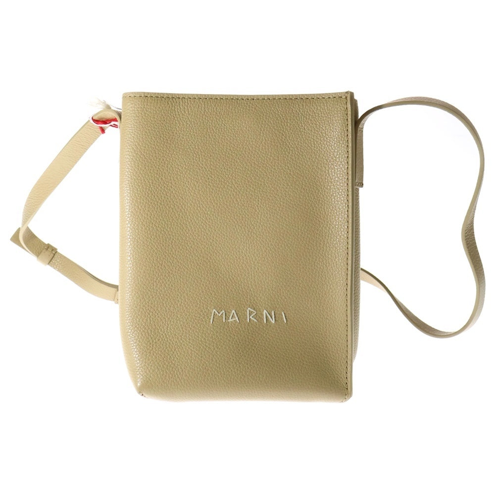 MARNI(マルニ) MUSEO MENDING CROSSBODY ミュゼオ メンディング クロスボディ ステッチロゴ レザーショルダーバッグ ベージュ SBMP0084U3