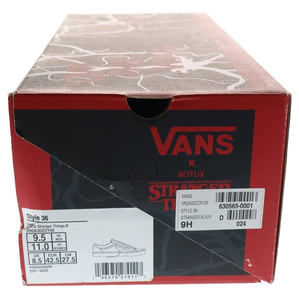 VANS(ヴァンズ) ×Stranger Things Style 36 ストレンジャー シングス スタイル36 ダメージ加工 ローカットスニーカー ブラック US9.5/27.5cm VN0A3DZ3Y09