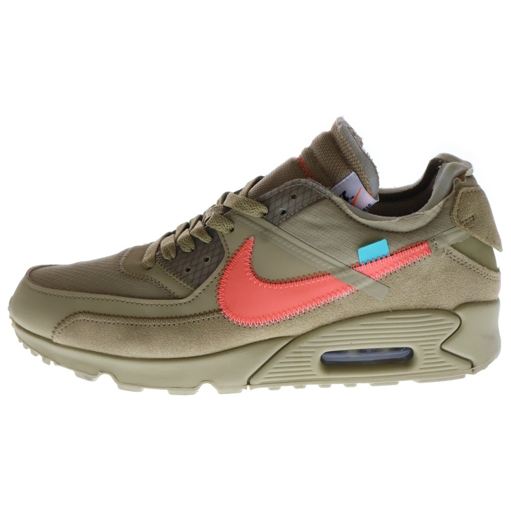 NIKE(ナイキ) ×OFF-WHITE THE 10 AIR MAX 90 DESERT ORE オフホワイト エアマックス90 デザートオレ ローカットスニーカー ブラウン US9.5/27.5cm AA7293-200