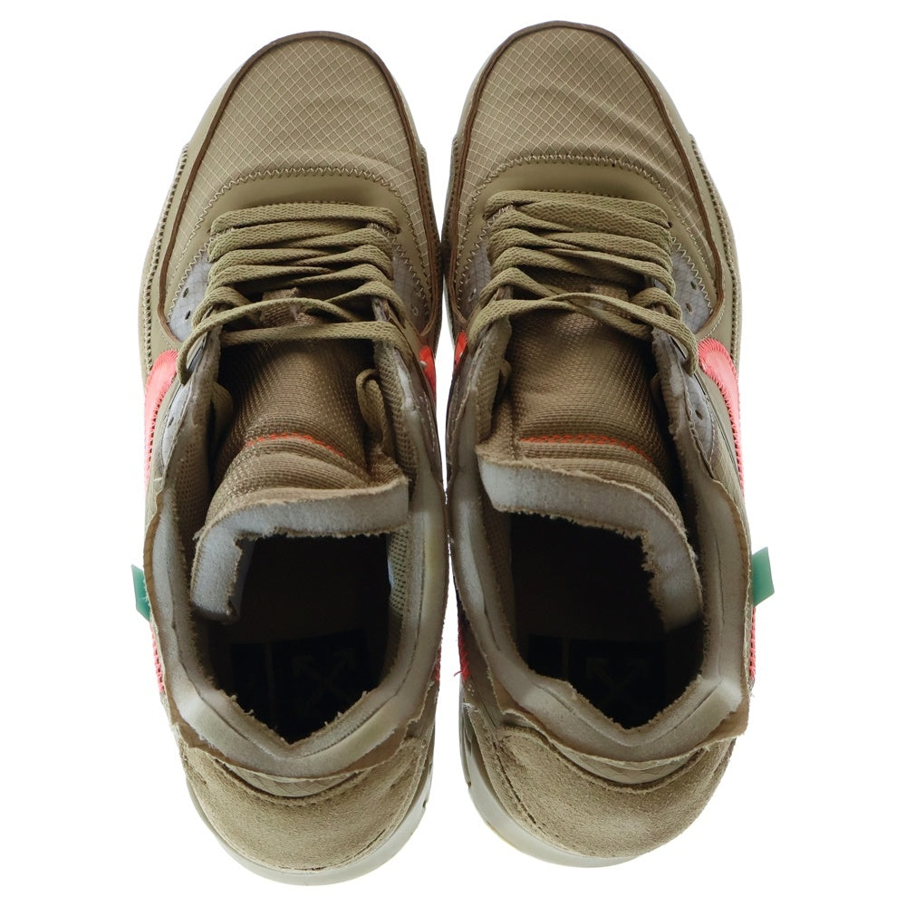 NIKE(ナイキ) ×OFF-WHITE THE 10 AIR MAX 90 DESERT ORE オフホワイト エアマックス90 デザートオレ ローカットスニーカー ブラウン US9.5/27.5cm AA7293-200