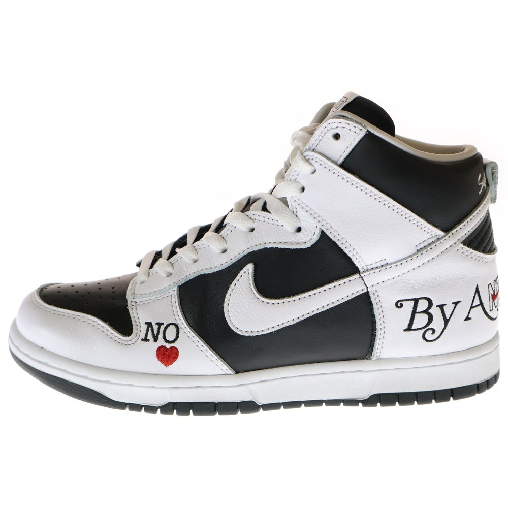 NIKE SB(ナイキエスビー) ×SUPREME DUNK HIGH BY ANY MEANS シュプリーム ダンク バイエニーミーンズ ハイカットスニーカー ホワイト/ブラック US9.5/27.5cm DN3741-002
